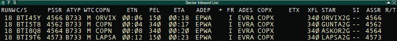 ES sector inbound list with 4 Air Baltic aircraft
