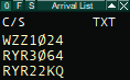 ES arrival list with 3 aircraft