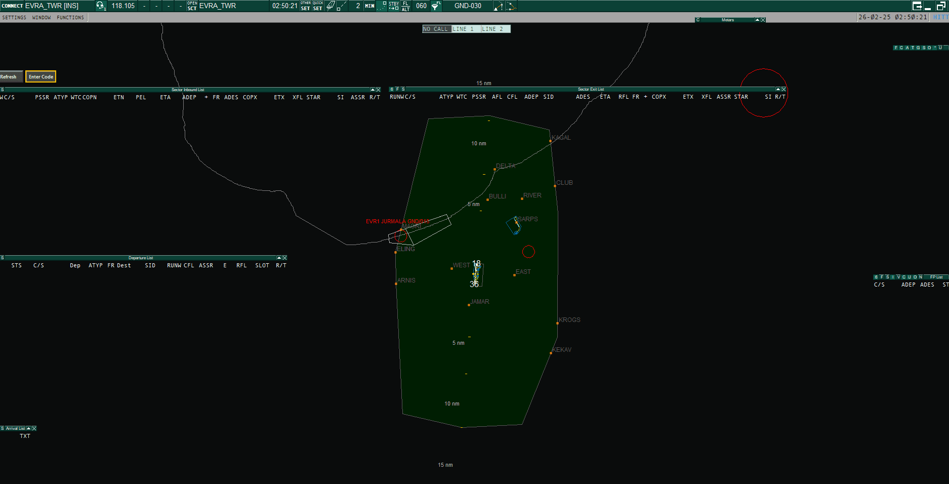 EuroScope TWR view